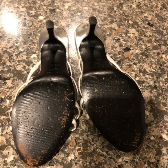 Nina Strappy Slide Silver Sparkly Sandal Heels in EUC 7 1/2 3 1/2 “Rhine… - Picture 4 of 5